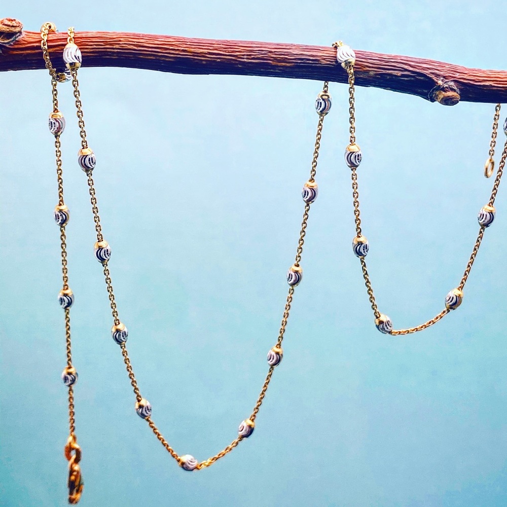 14k solid yellow white gold delicate necklace - Picture 2 of 8